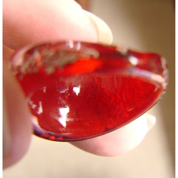 Pier One Blown Glass Cosmic Ring Domed Red Blue Gold Chromatic Lampwork Size 7 - Picture 9 of 11
